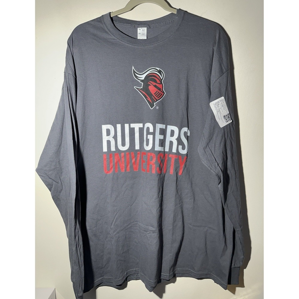 Rutgers University Knights Grey Long Sleeve T-Shirt 100% Cotton Size XL NWT